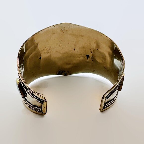 Kuchi Cuff, Afghan, Vintage Bracelet, Green Jasper, Composite Stone, Silver Cuff - Picture 4 of 5